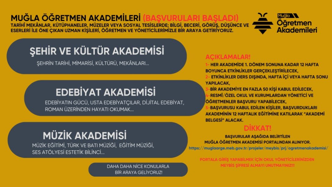 MUĞLA ÖĞRETMEN AKADEMİLERİ BAŞLIYOR